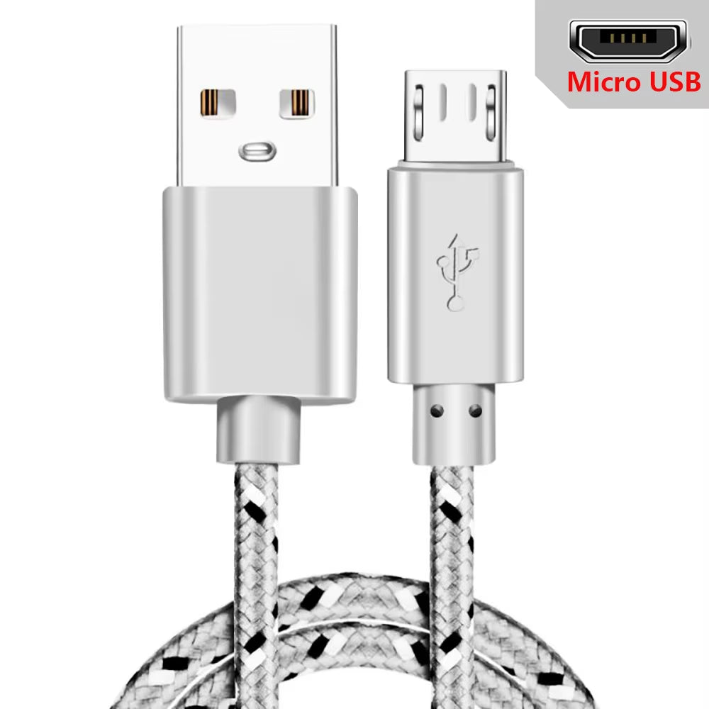 Micro USB Cable 1M/2M/3M Data Sync USB Charger Cable for Samsung Huawei Xiaomi HTC Android Phone Nylon Braided Microusb Cables