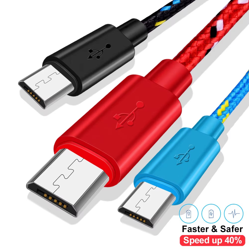 Micro USB Cable 1M/2M/3M Data Sync USB Charger Cable for Samsung Huawei Xiaomi HTC Android Phone Nylon Braided Microusb Cables
