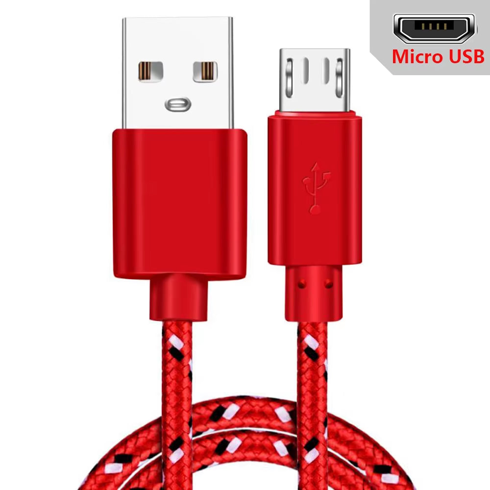 Micro USB Cable 1M/2M/3M Data Sync USB Charger Cable for Samsung Huawei Xiaomi HTC Android Phone Nylon Braided Microusb Cables