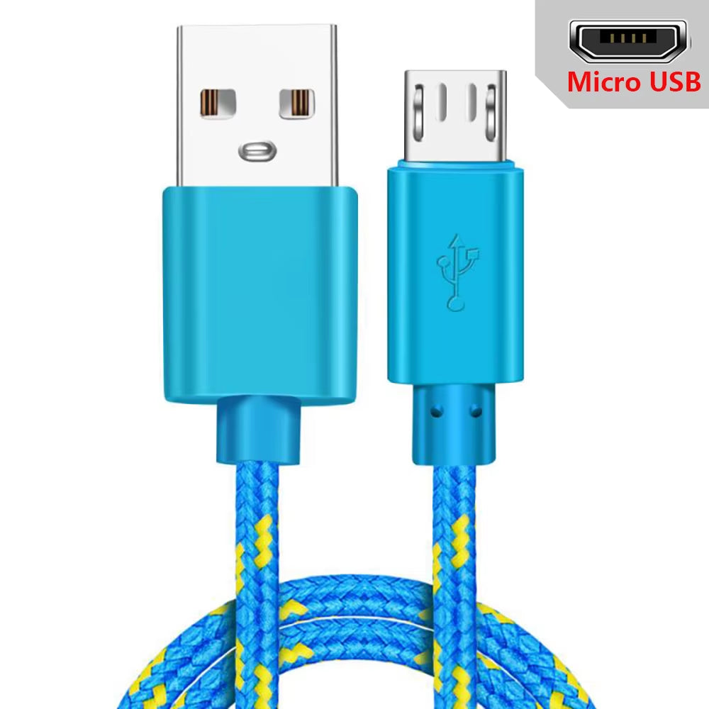 Micro USB Cable 1M/2M/3M Data Sync USB Charger Cable for Samsung Huawei Xiaomi HTC Android Phone Nylon Braided Microusb Cables