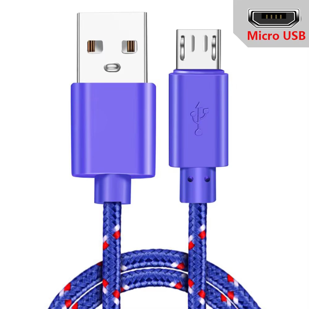 Micro USB Cable 1M/2M/3M Data Sync USB Charger Cable for Samsung Huawei Xiaomi HTC Android Phone Nylon Braided Microusb Cables