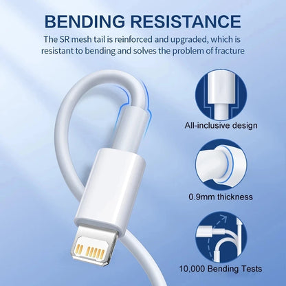 USB Cable for Iphone 14 13 12 11 Pro Max Mini 6 7 8 plus XS X XR SE Ipad 20W Phone Data Sync Fast Charging Wire Cord 0.25M 1M 2M